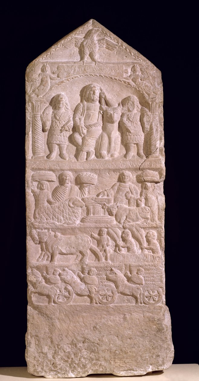 Votiv stela dedikeret til Saturn, Boglio Stela, 3.-4. århundrede (kalksten) af Roman
