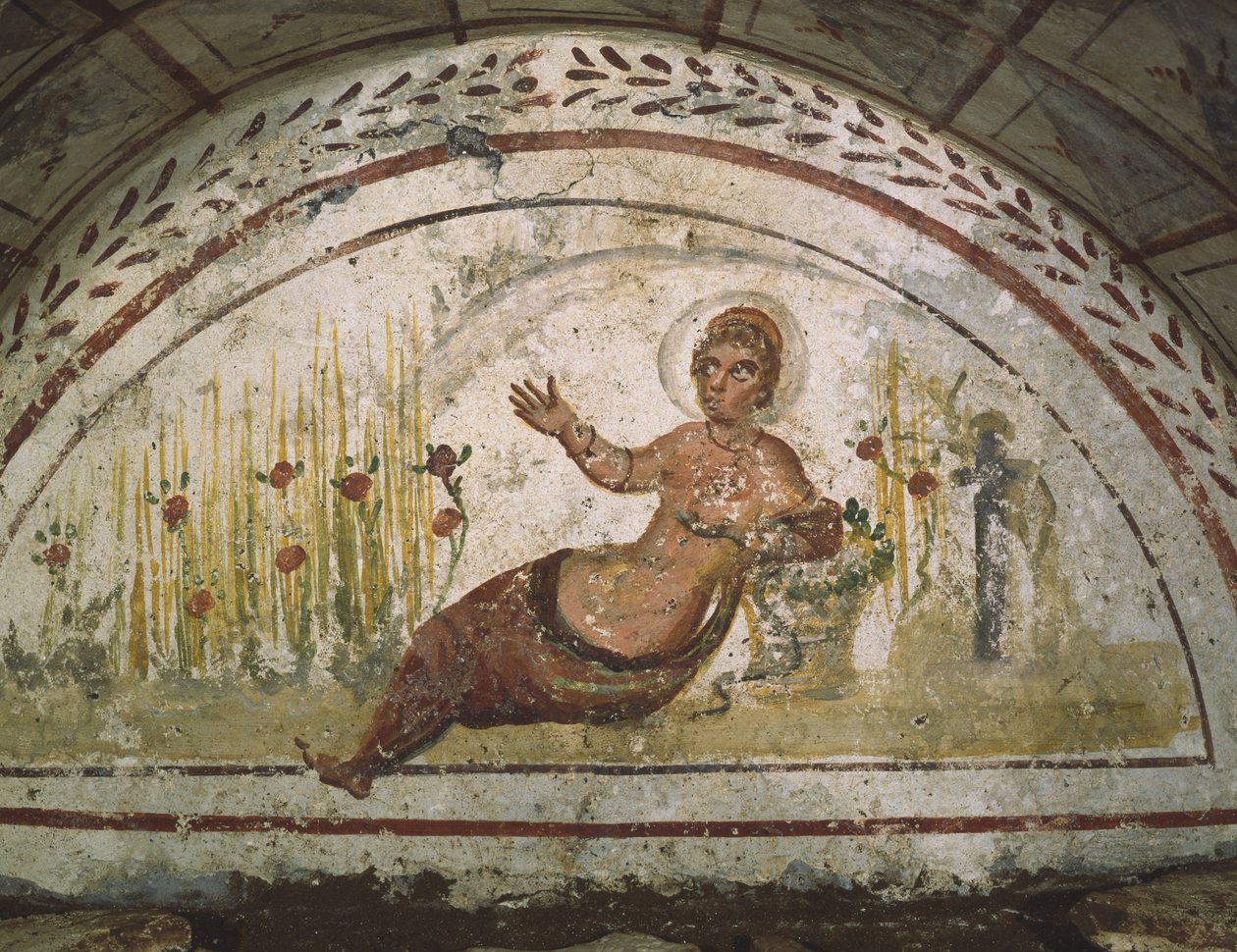 Vægmaleri fra katakomberne i Via Latina, Rom af Roman
