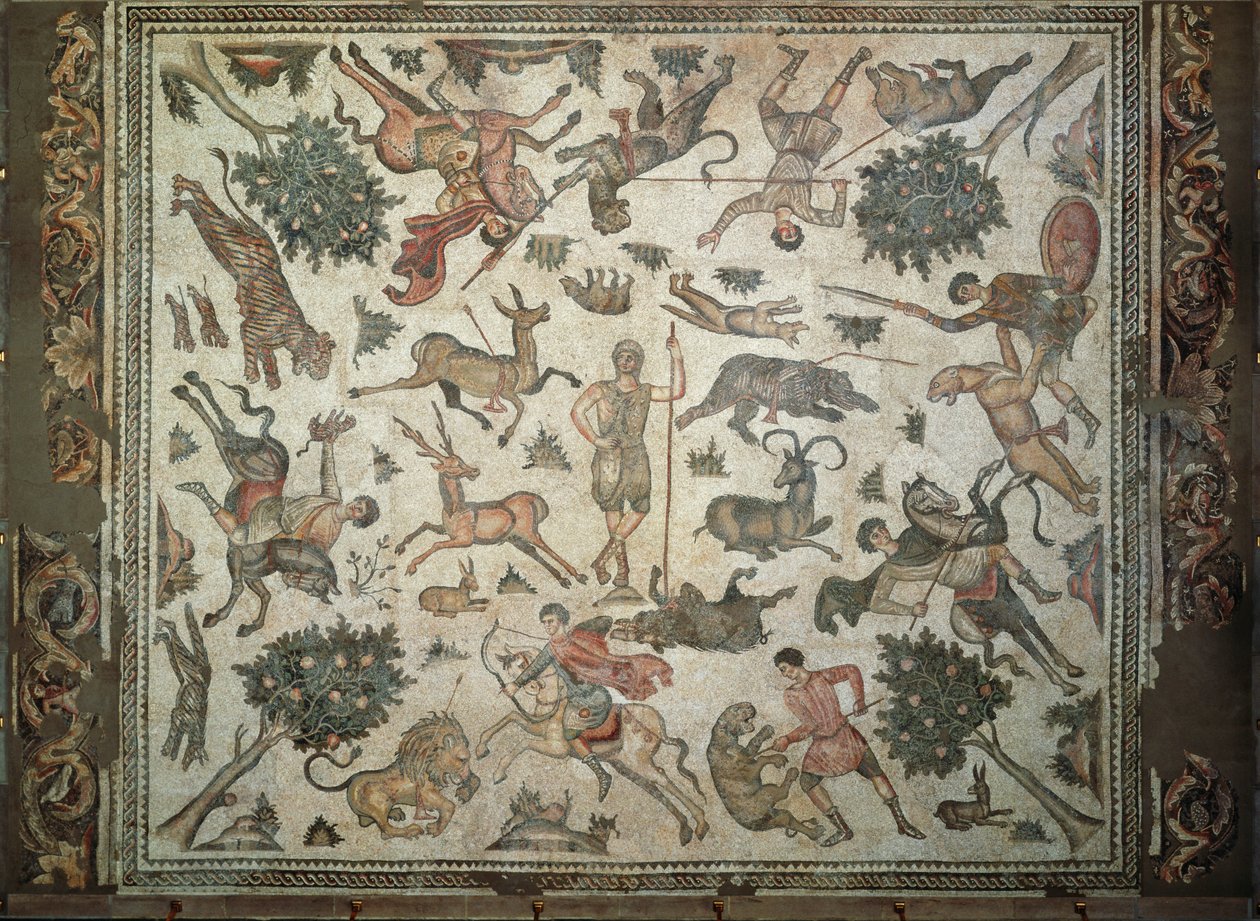 Worcester Hunt Floor Mosaic, fra Antiokia (mosaik) af Roman