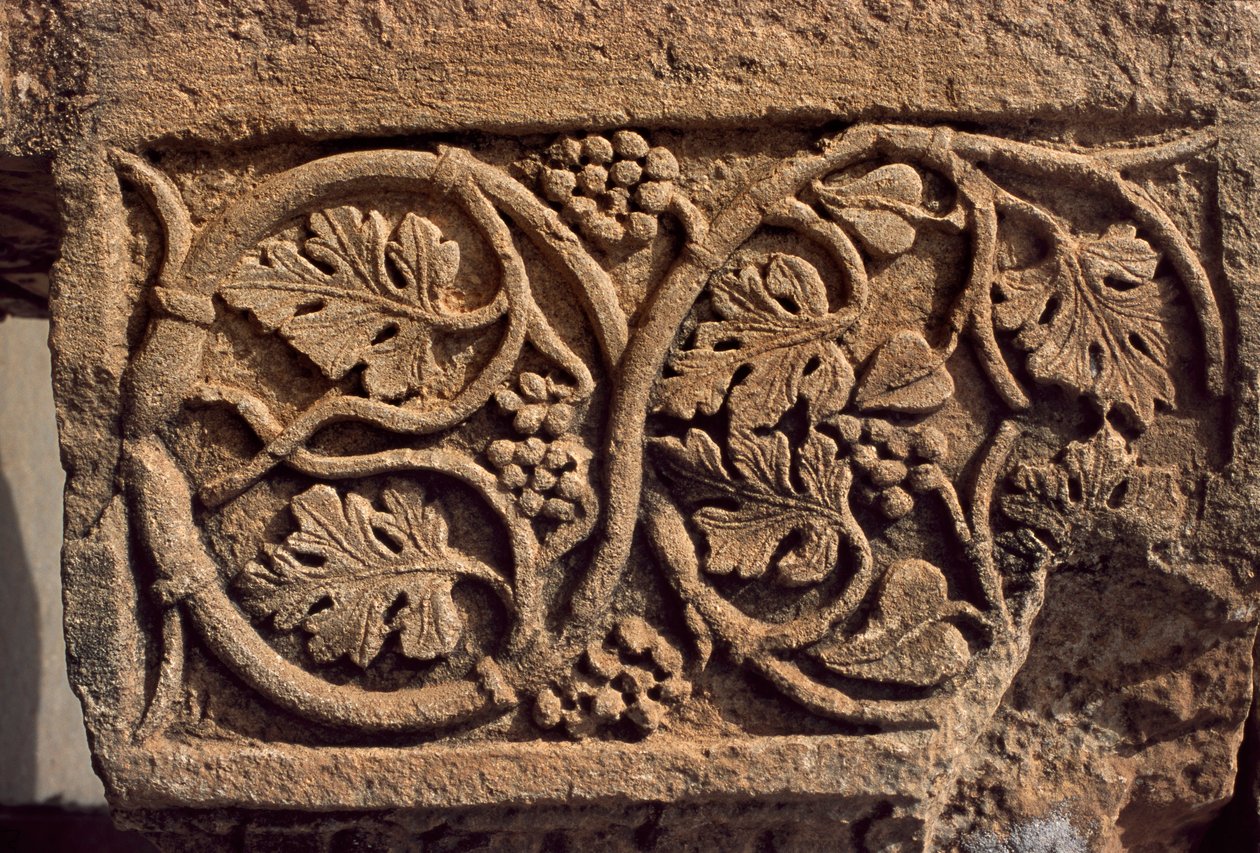 Arkitektonisk fragment med udskåret dekoration, Sertius-markedet, højkejsertid (27 f.Kr.-395 e.Kr.) af Roman Imperial Period