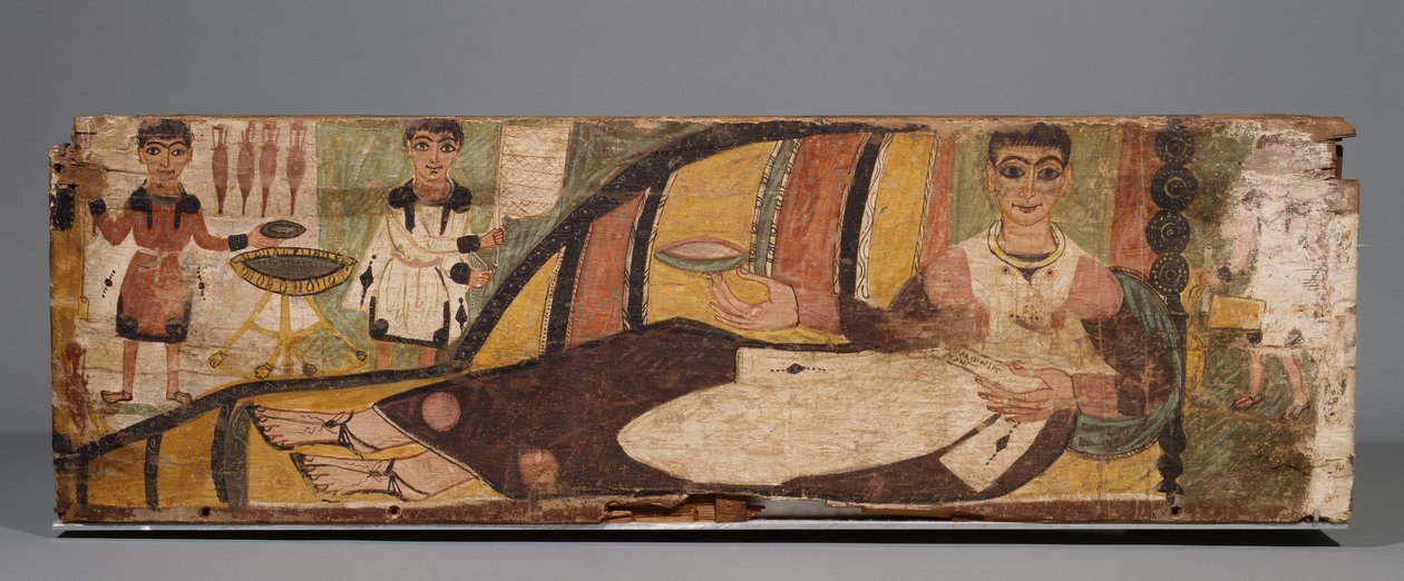 Fragmenter fra en malet Sacrophagus, 4. århundrede e.Kr. af Roman Period Egyptian