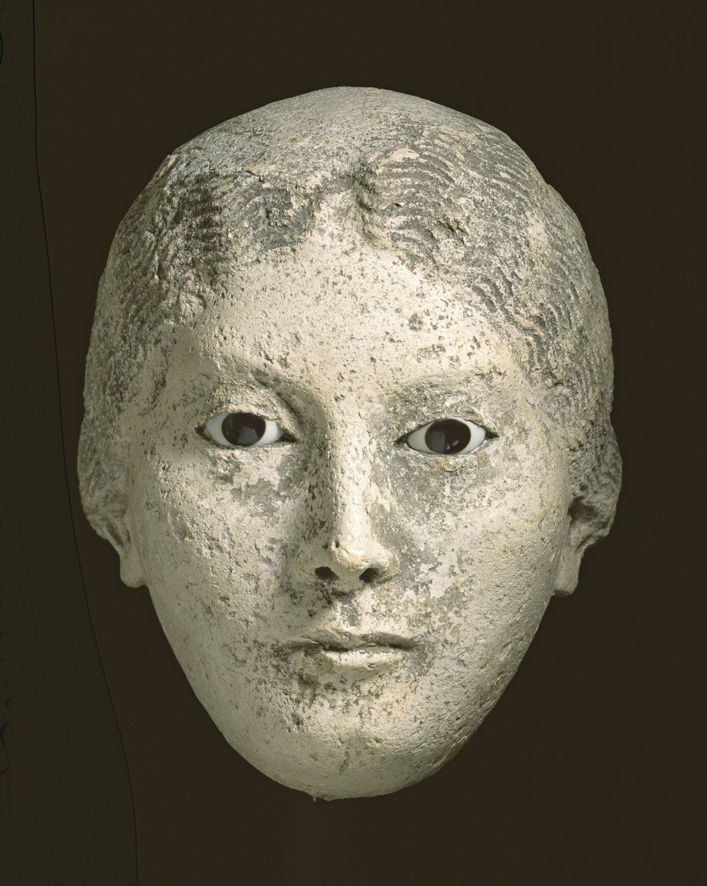Model af en kvindes hoved, 2. eller 3. århundrede e.Kr. (gips) (se også 270972-974) af Roman Period Egyptian