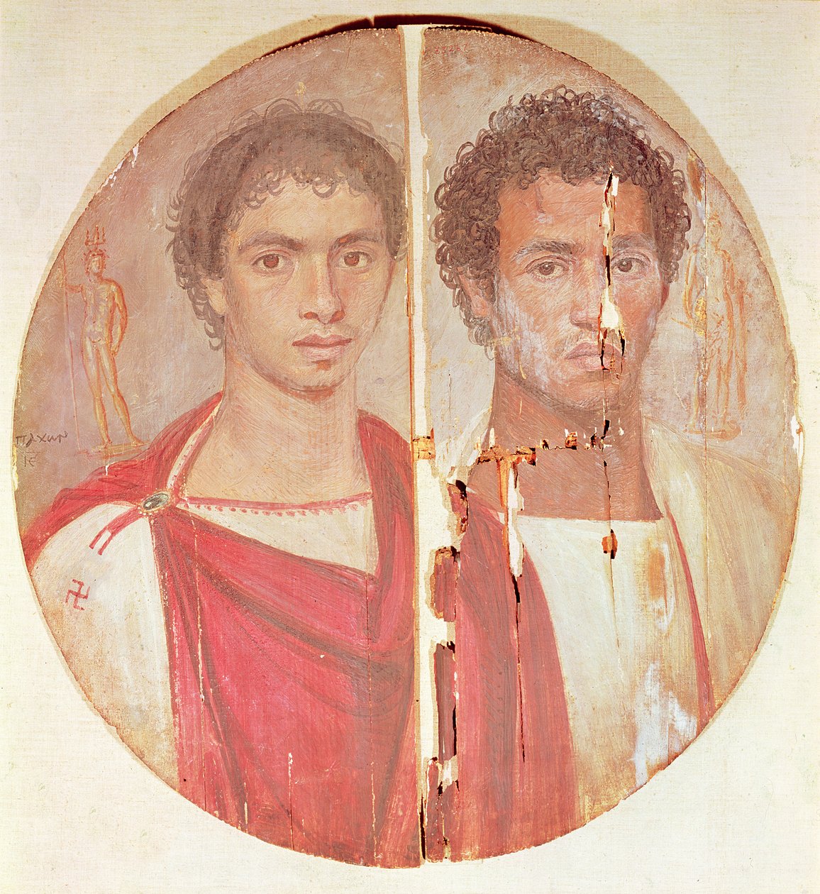 Portræt af to brødre (enkaustisk maleri på træ) af Roman Period Egyptian