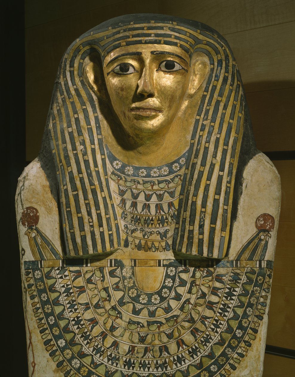 Imenheteps sarkofag, fra Touna el Gebel, 1. århundrede f.Kr. - 1. århundrede e.Kr., (malet og forgyldt figentræ, kartonnage, stuklet linned) af Roman Period Egyptian