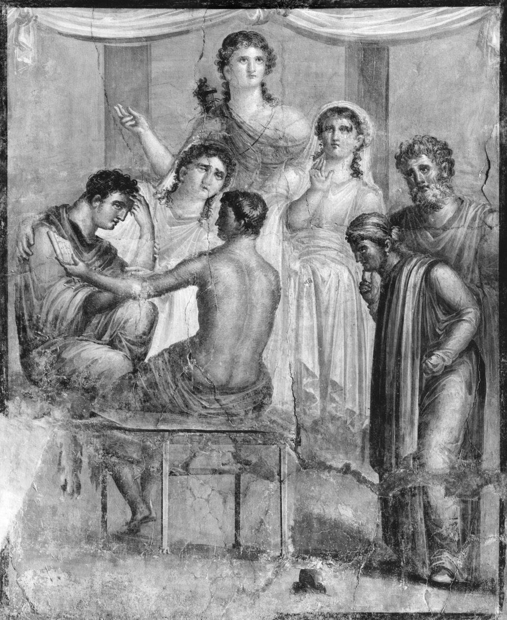 Admetus og Alcestis lytter til oraklet fra Pompeji, den tragiske digters hus af Roman Roman