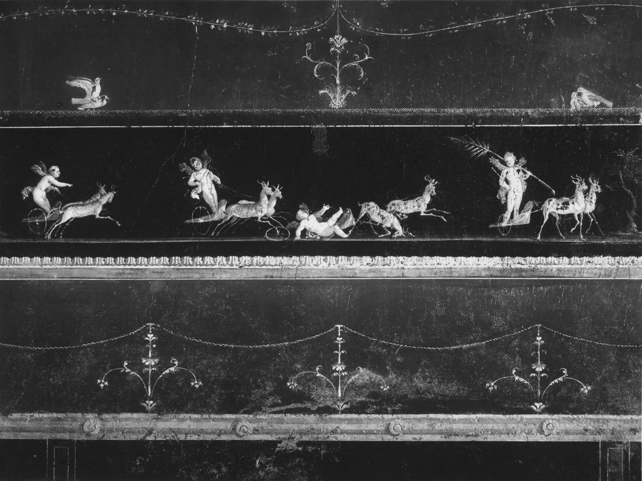 Dekoreret frise med putti drivende bigae af Roman Roman