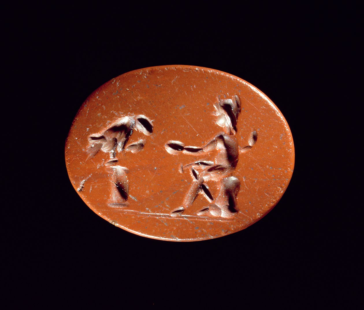 Dybtryk, der viser Ganymedes, der fodrer ørnen, fra det romerske sted ved Newstead, Melrose af Roman Roman