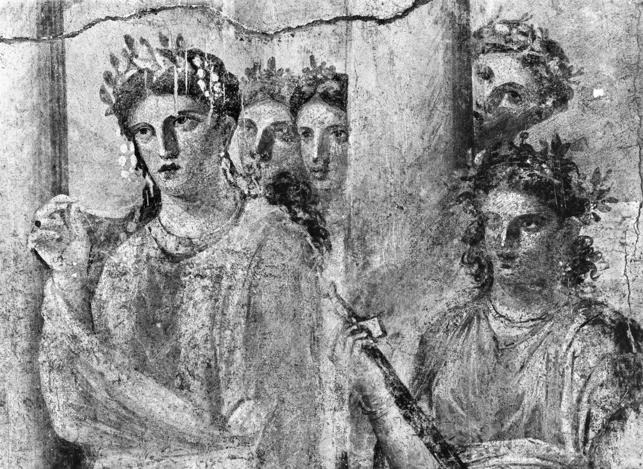 Iphigenia in Tauris, detalje, fra Pompeji, c.15BC-50AD (se også 242787) af Roman Roman