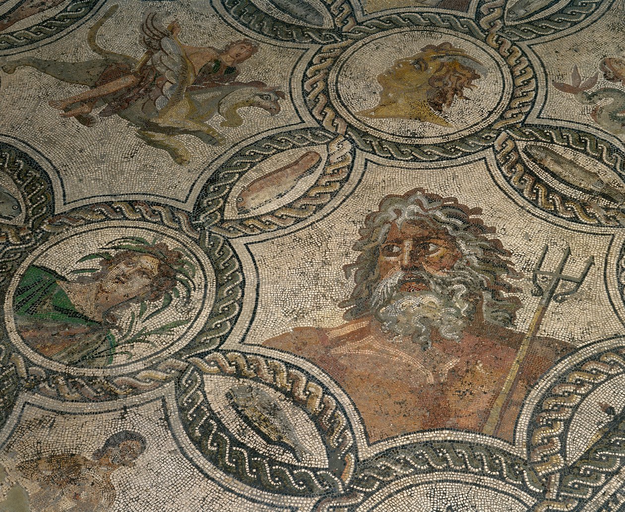 Årstiderne (detalje), polykrom mosaik af Roman Roman