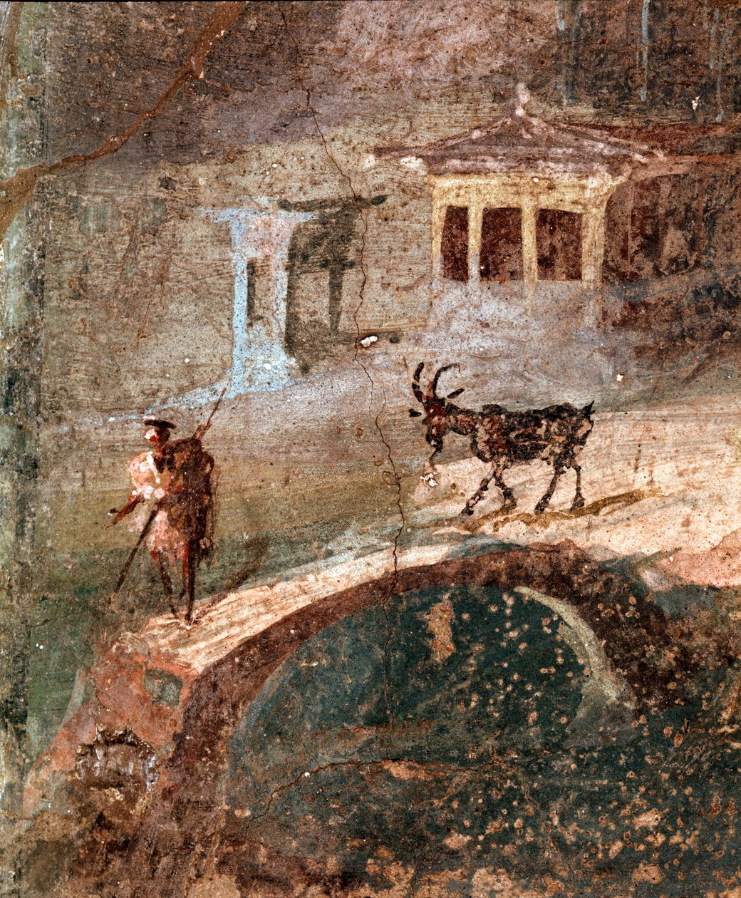 En mand med sin ged (fresco af Roman