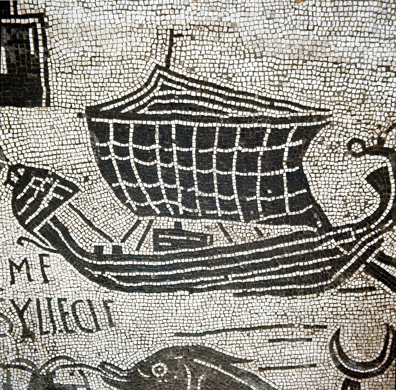 Et skib fra Alexandria i havnen i Ostia (mosaik af Roman