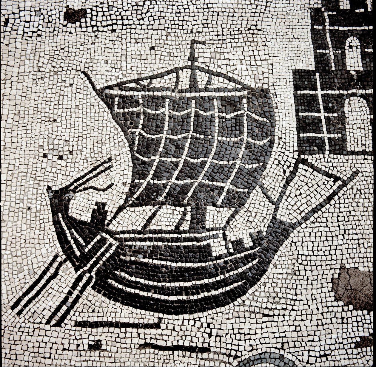 Et skib i havnen i Ostia (mosaik af Roman