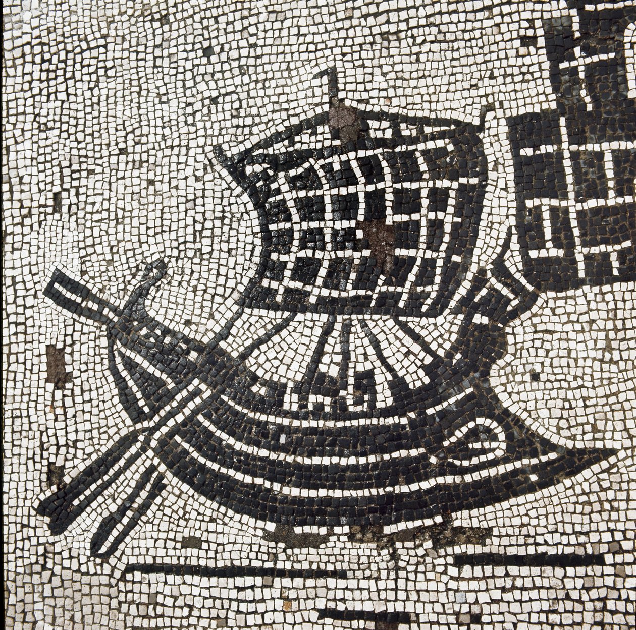 Et skib i havnen i Ostia (mosaik af Roman
