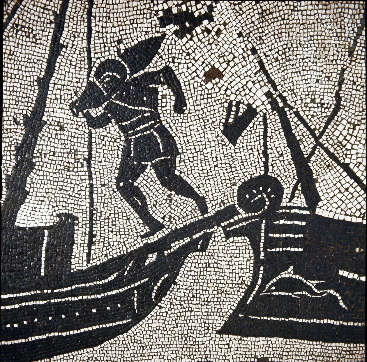 Et skib fra Cagliari vender tilbage til havnen i Ostia (mosaik af Roman