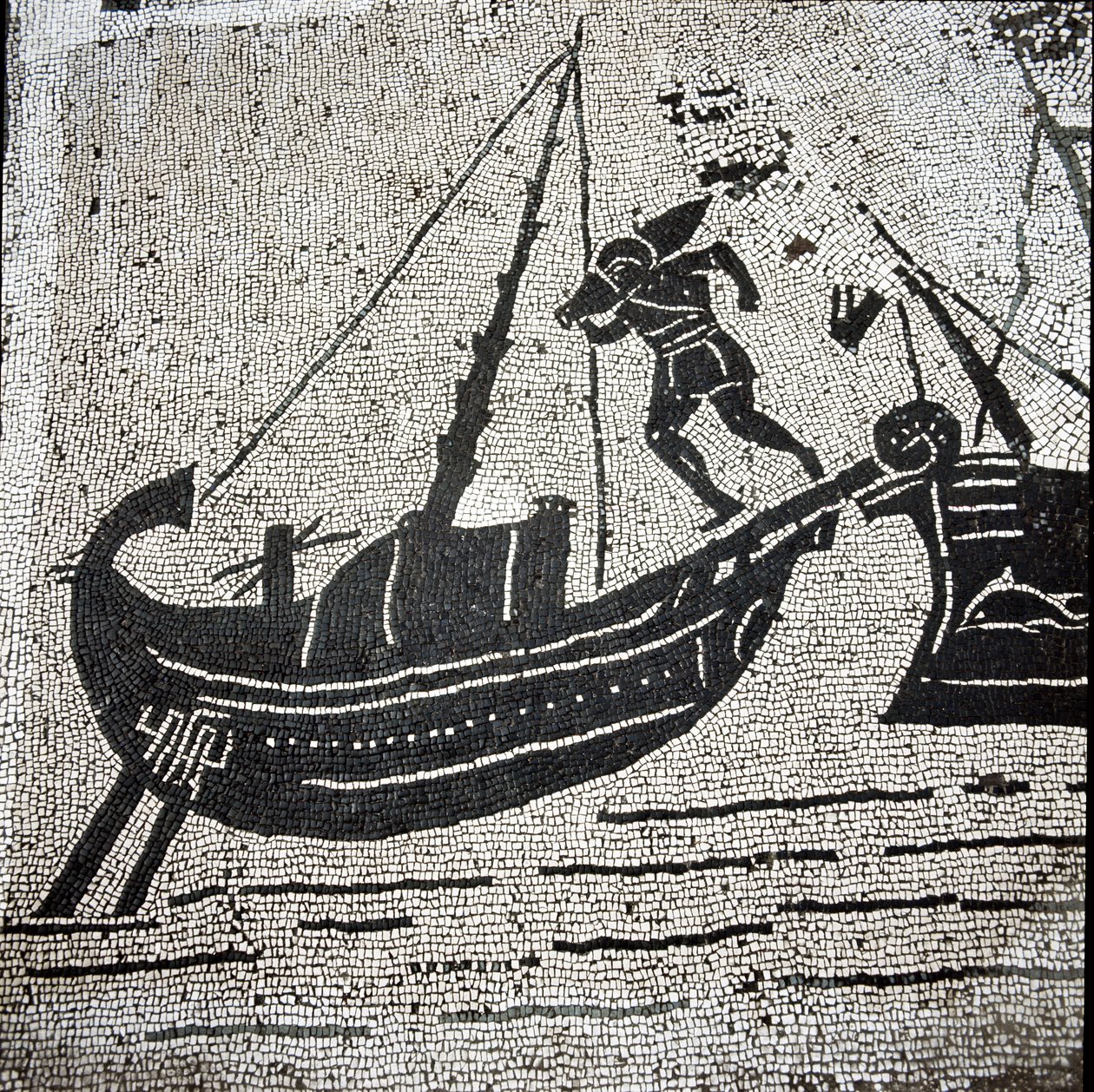 Et skib fra Cagliari vender tilbage til havnen i Ostia (mosaik af Roman