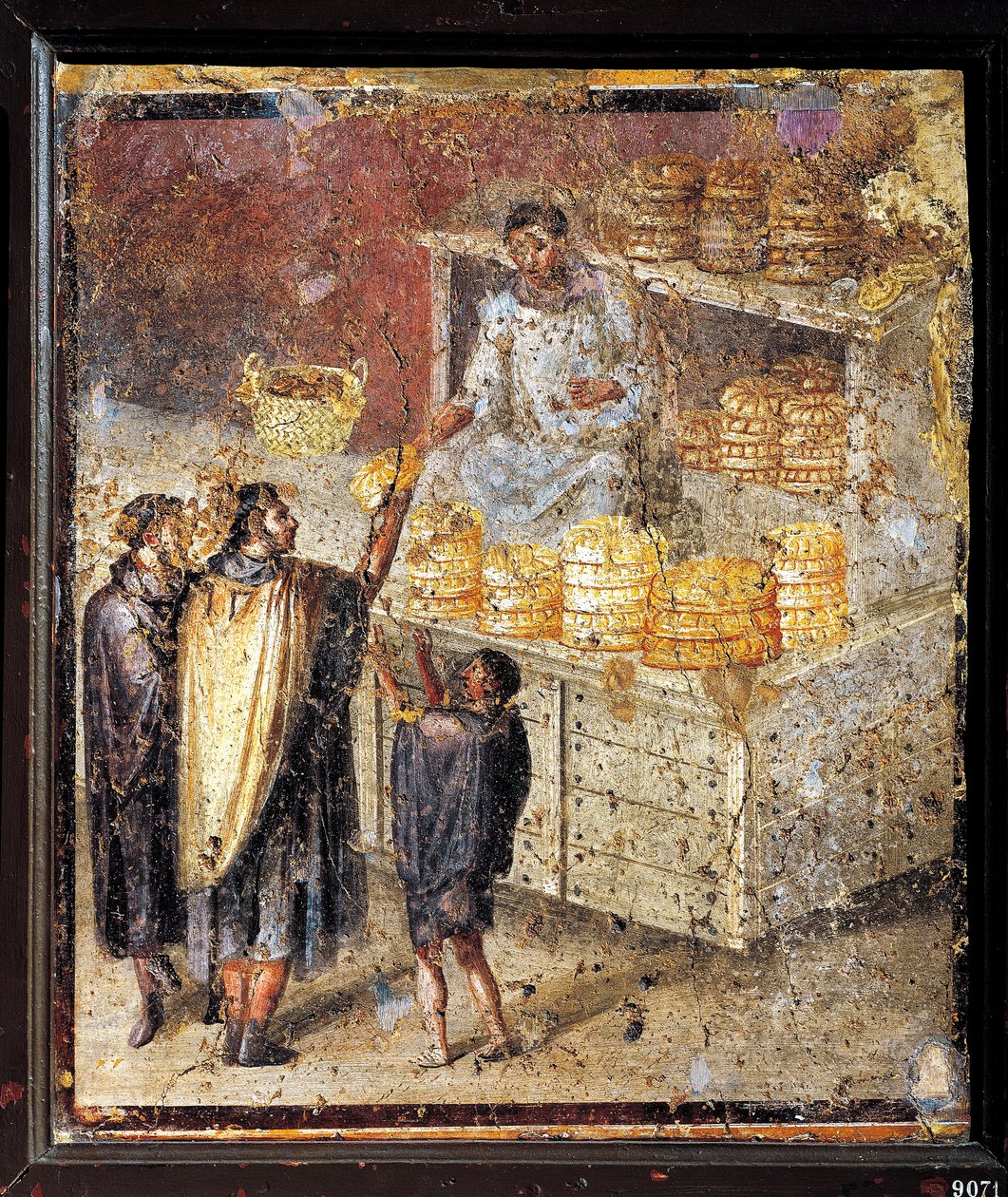 Gammel romersk fresco med donation af brød af Roman