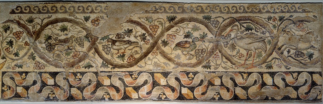 Det gamle Rom: mosaik af årstiderne, der repræsenterer blomster og dyr. Fra gården til Constantine-villaen "" Daphne"". Fra Antiochia (nutidens Antakya) i Tyrkiet 325-330 e.Kr. Paris, Louvre-museet af Roman