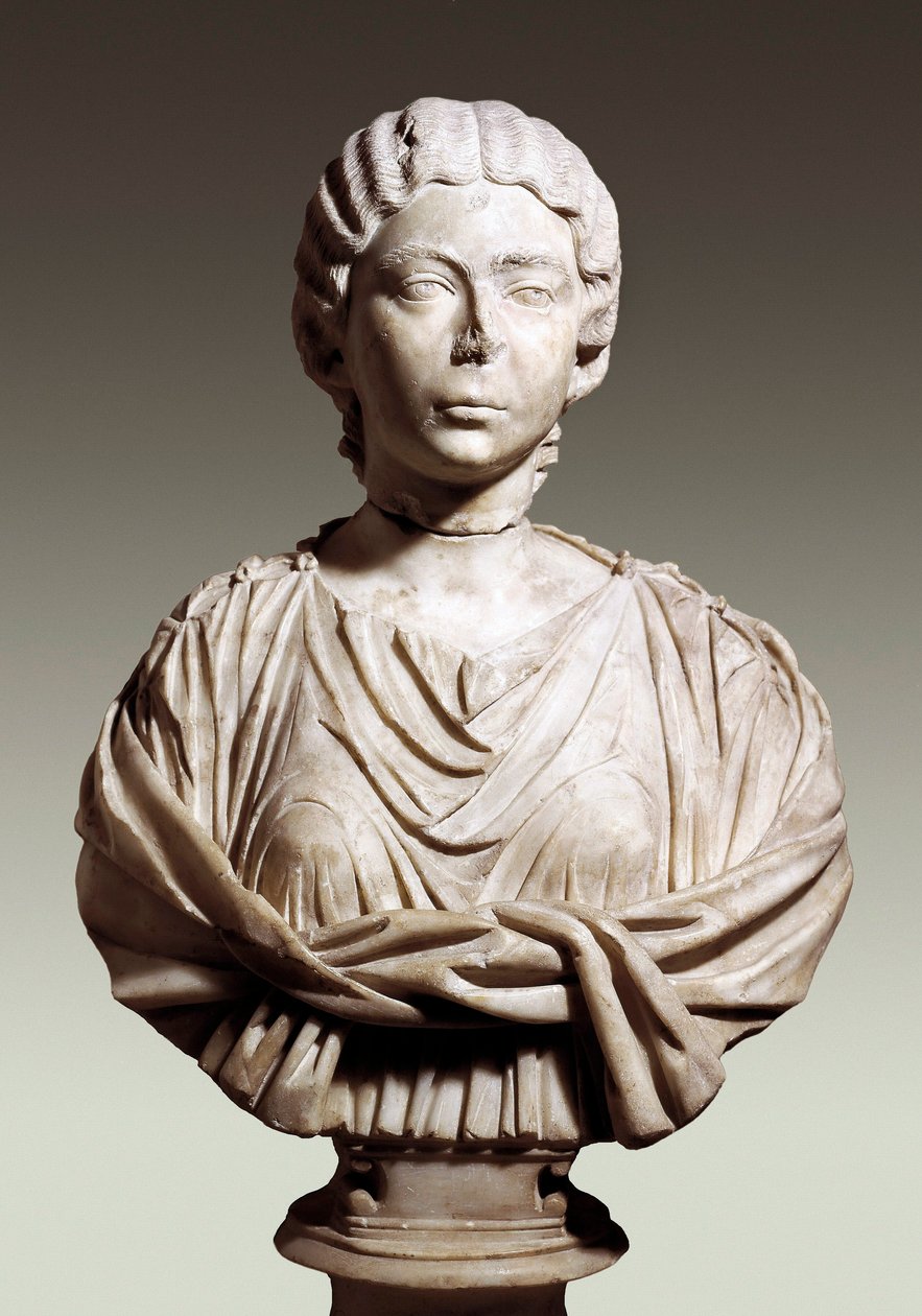 Annia Gallery Faustina, kaldet Faustina den yngre (ca. 125/130 - 175), 2. århundrede e.Kr. (marmor) af Roman