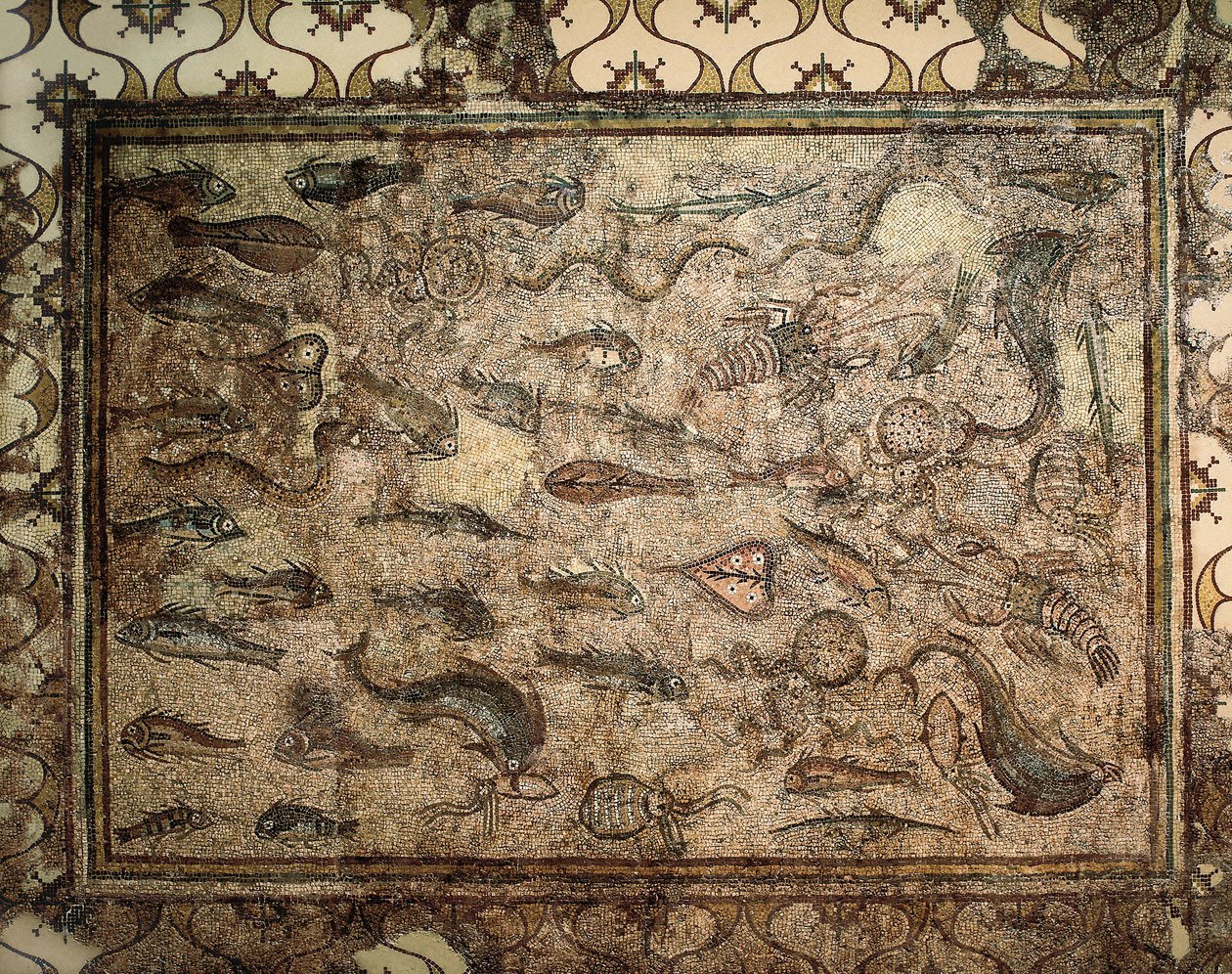 Romersk kunst: mosaik af fisk. Begyndelsen af ​​det 3. århundrede. Tarragona. Nationalt Arkæologisk Museum. af Roman
