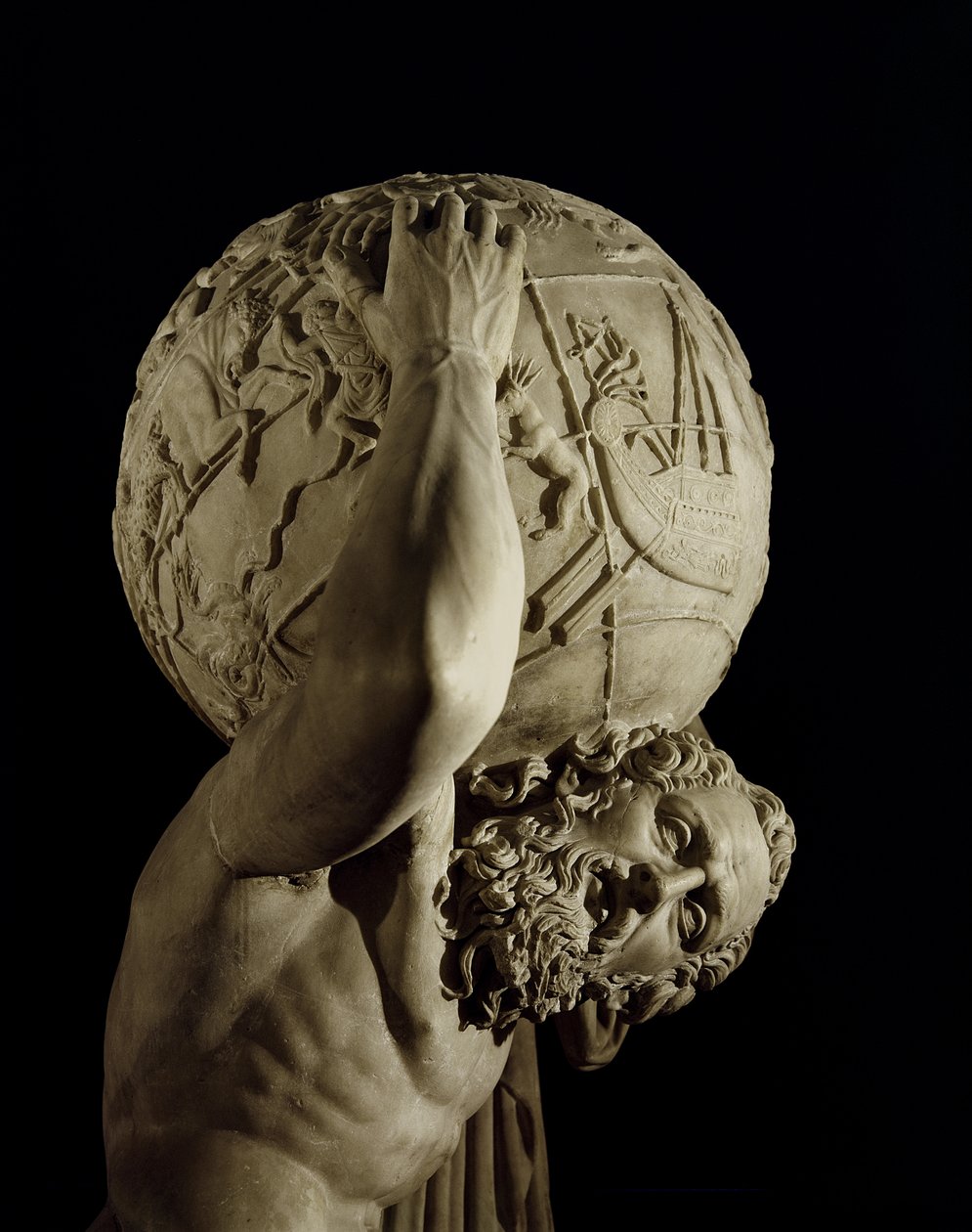 Atlas, kopi af en græsk hellenistisk original (marmor) (detalje) af Roman