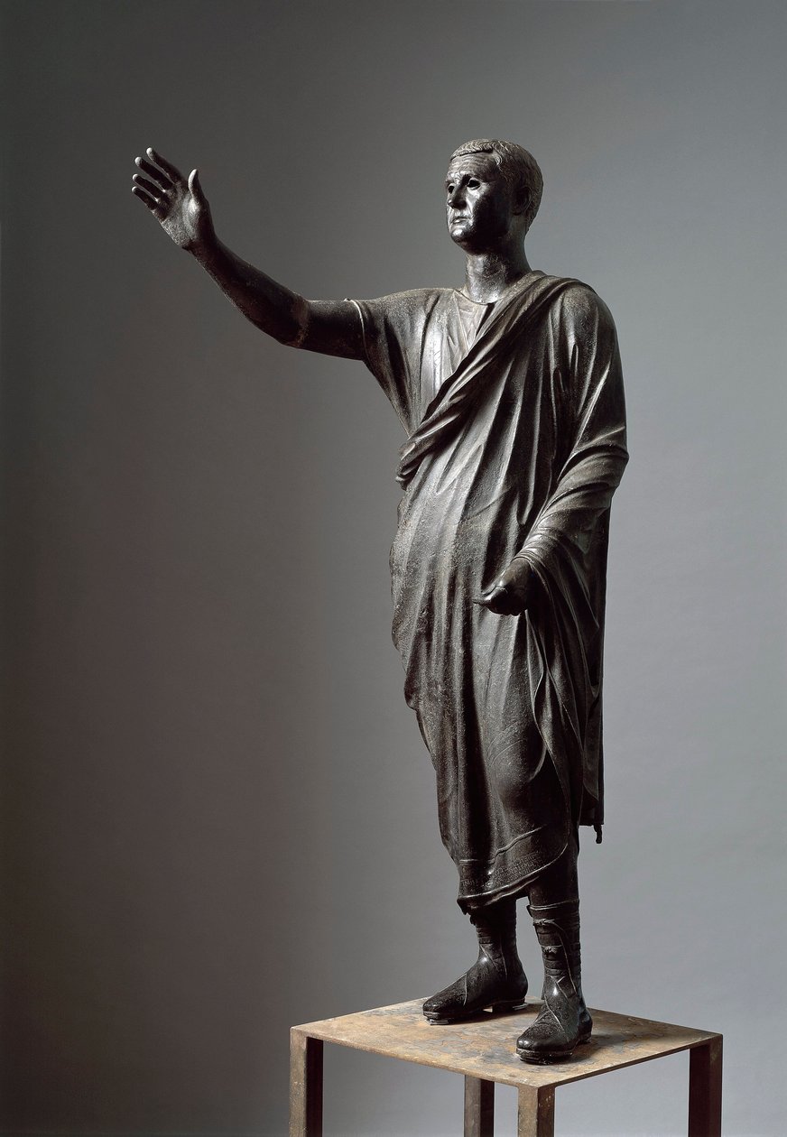 Aule Metele, Arringatore, The Orator, bronzestatue, 80 f.v.t., fra Pila (Perugia) af Roman
