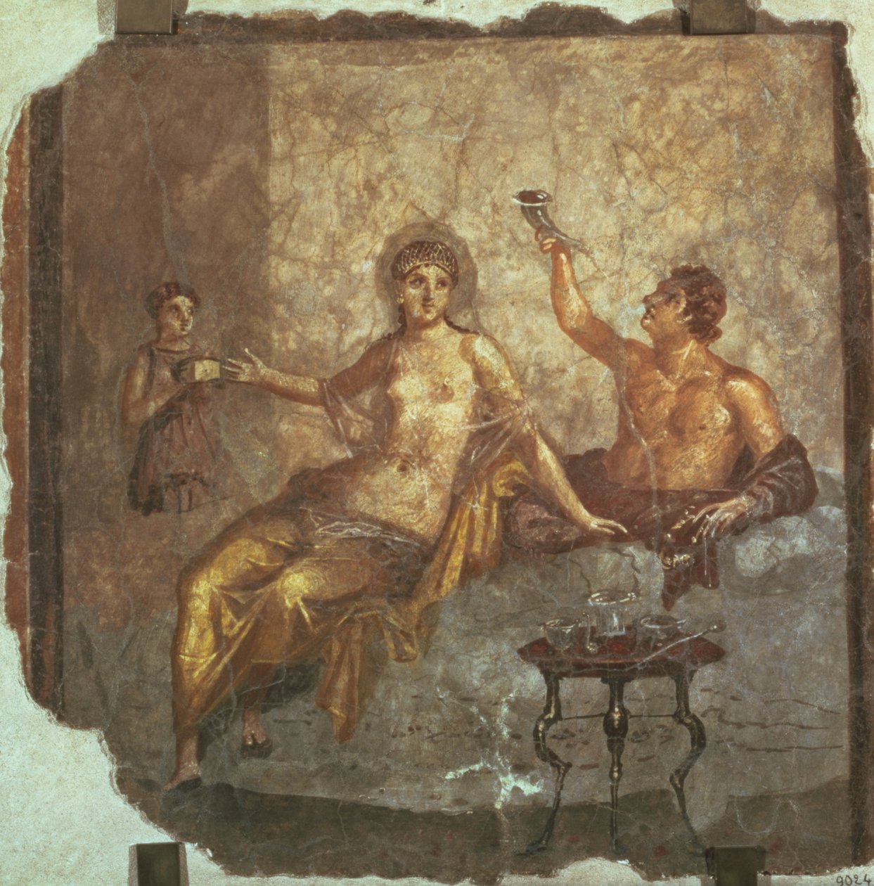 Banketpar med en slave, fra Herculaneum, ca. 50-79 e.Kr af Roman