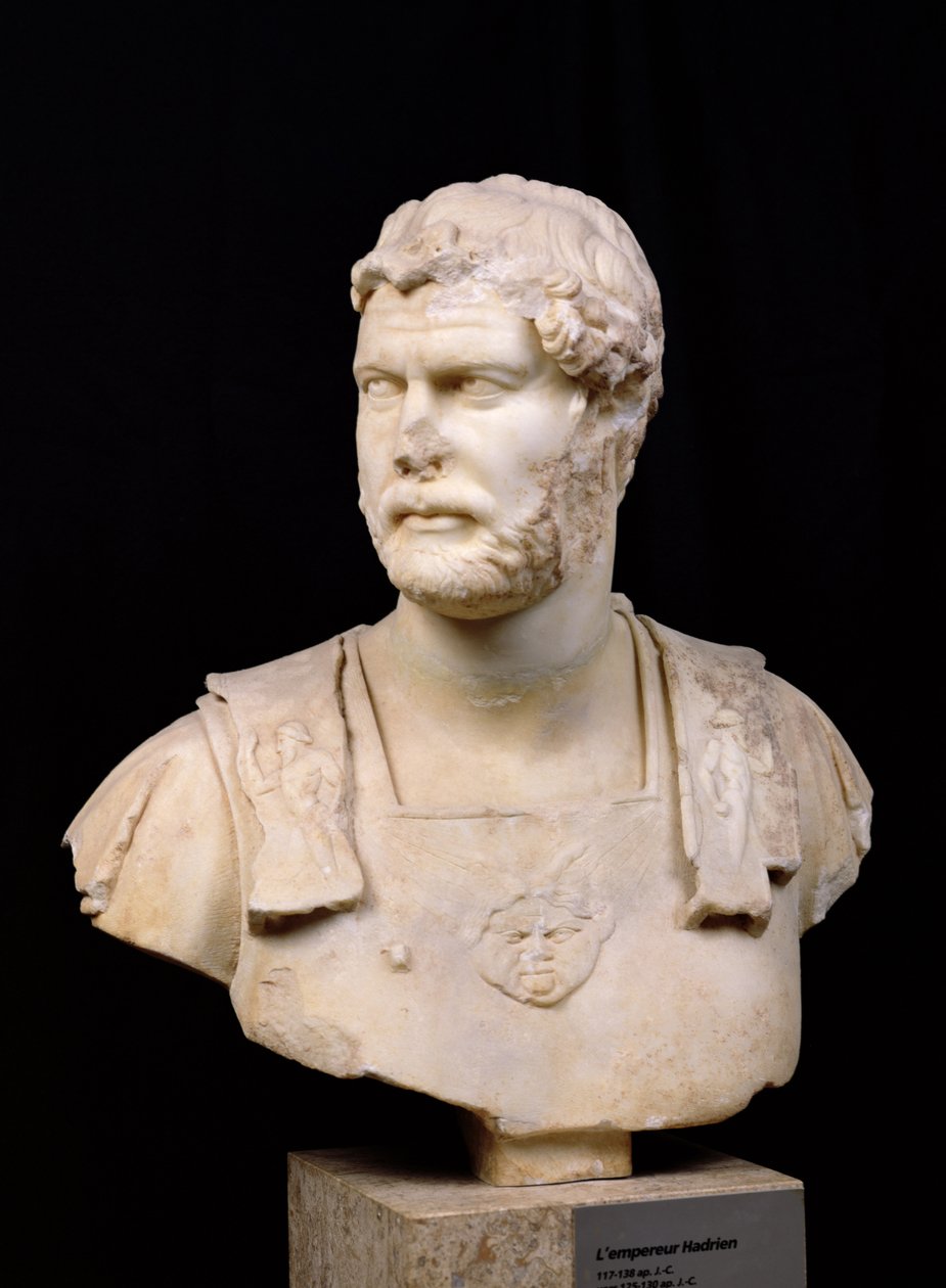 Buste af kejser Hadrian (76-138) fundet på Kreta (marmor) af Roman