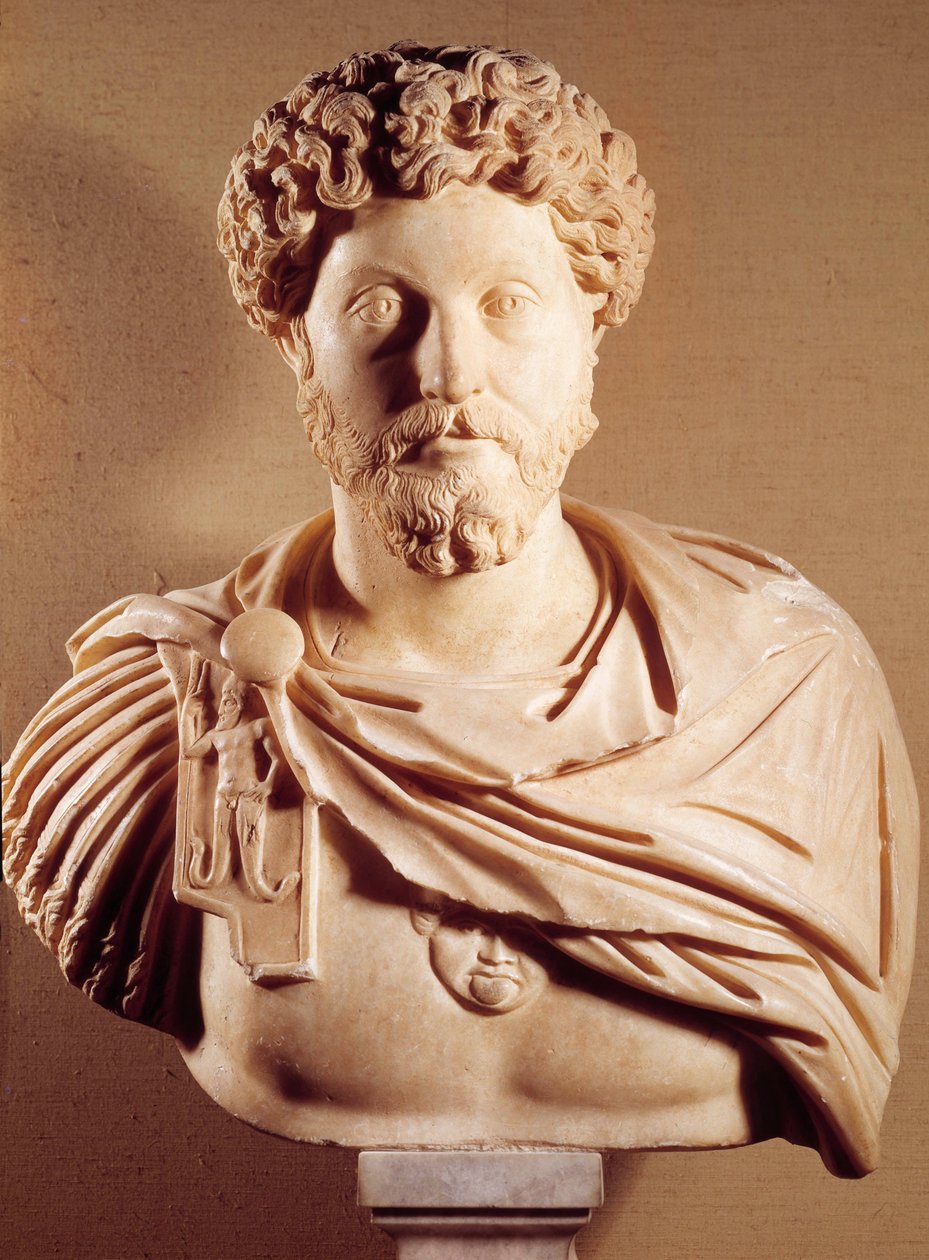 Buste af Marc Aurele (121-180 e.Kr.), romersk kejser, Paris, Louvre-museet af Roman