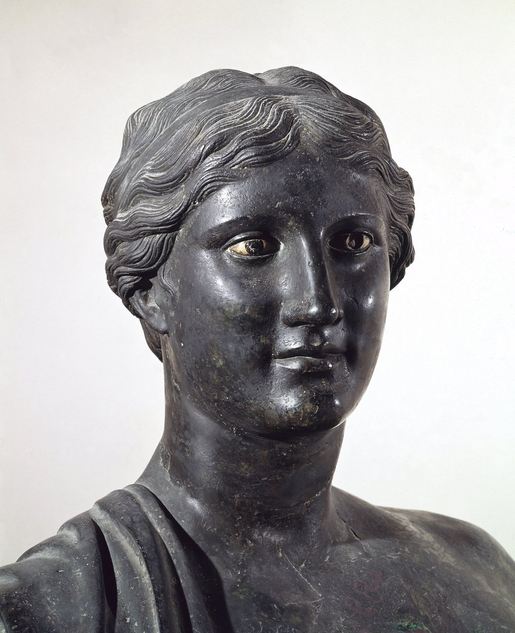 Buste af Sappho, bronzestatue, fra Villa of Papyri, Herculaneum, Campania, Italien, romersk civilisation af Roman
