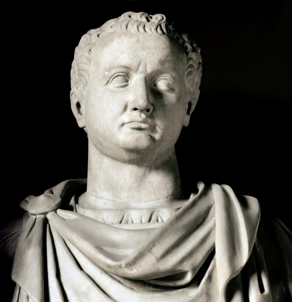 Buste af Vespasianus (Titus Flavius Vespasianus) (9-79 e.Kr.) Romersk kejser Rom, musei capitolini - Buste af kejser Flavius Vespasianus (9-79 e.Kr.) - Marmorskulptur, romersk civilisation - Museo Capitolino Rom af Roman