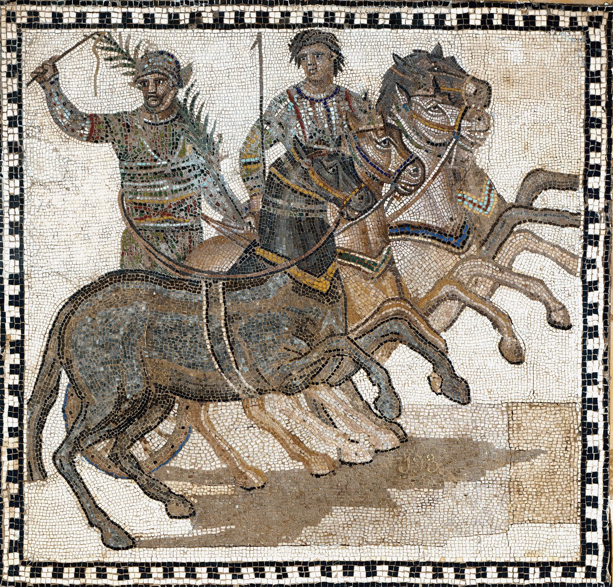 Cirkusscene i det gamle Rom. Mosaik, 3. århundrede af Roman