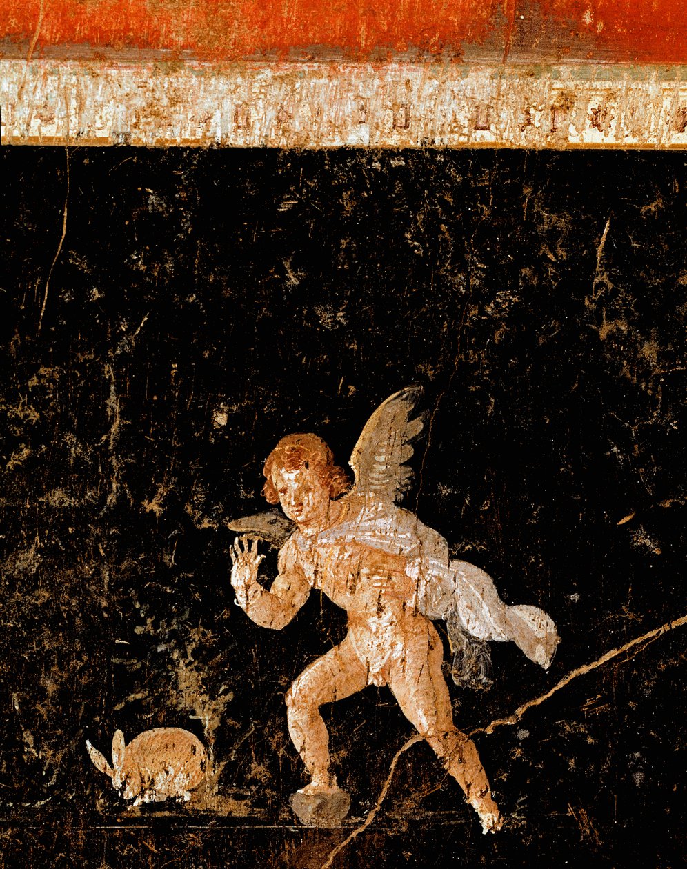 Amor på jagt efter en hare (fresco af Roman