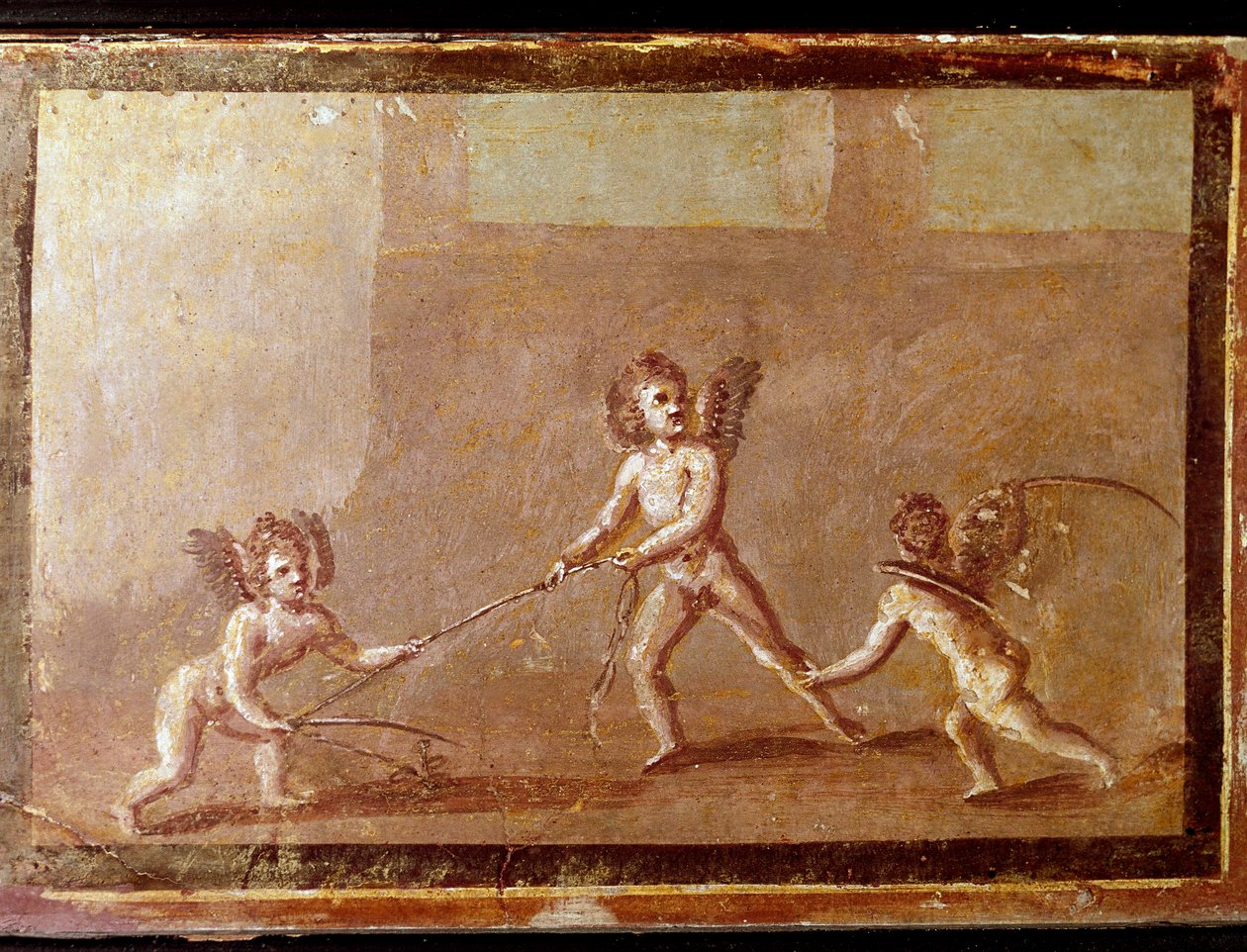 Amorer leger med et reb (fresco af Roman