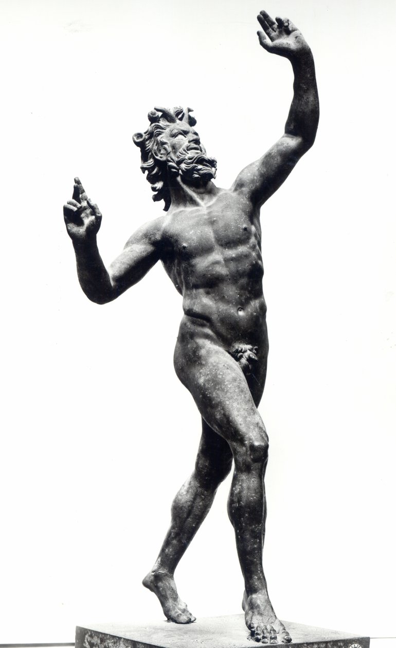 Dansende Faun, fra Faunens Hus, Pompeji (bronze) (s/h-foto) af Roman