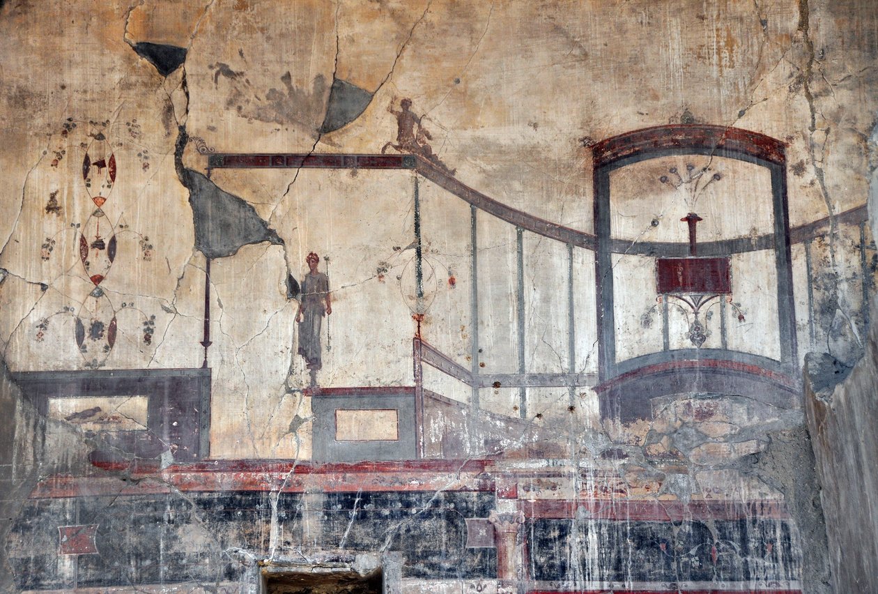 Detalje af en romersk fresko, Herculanum (fresko) af Roman