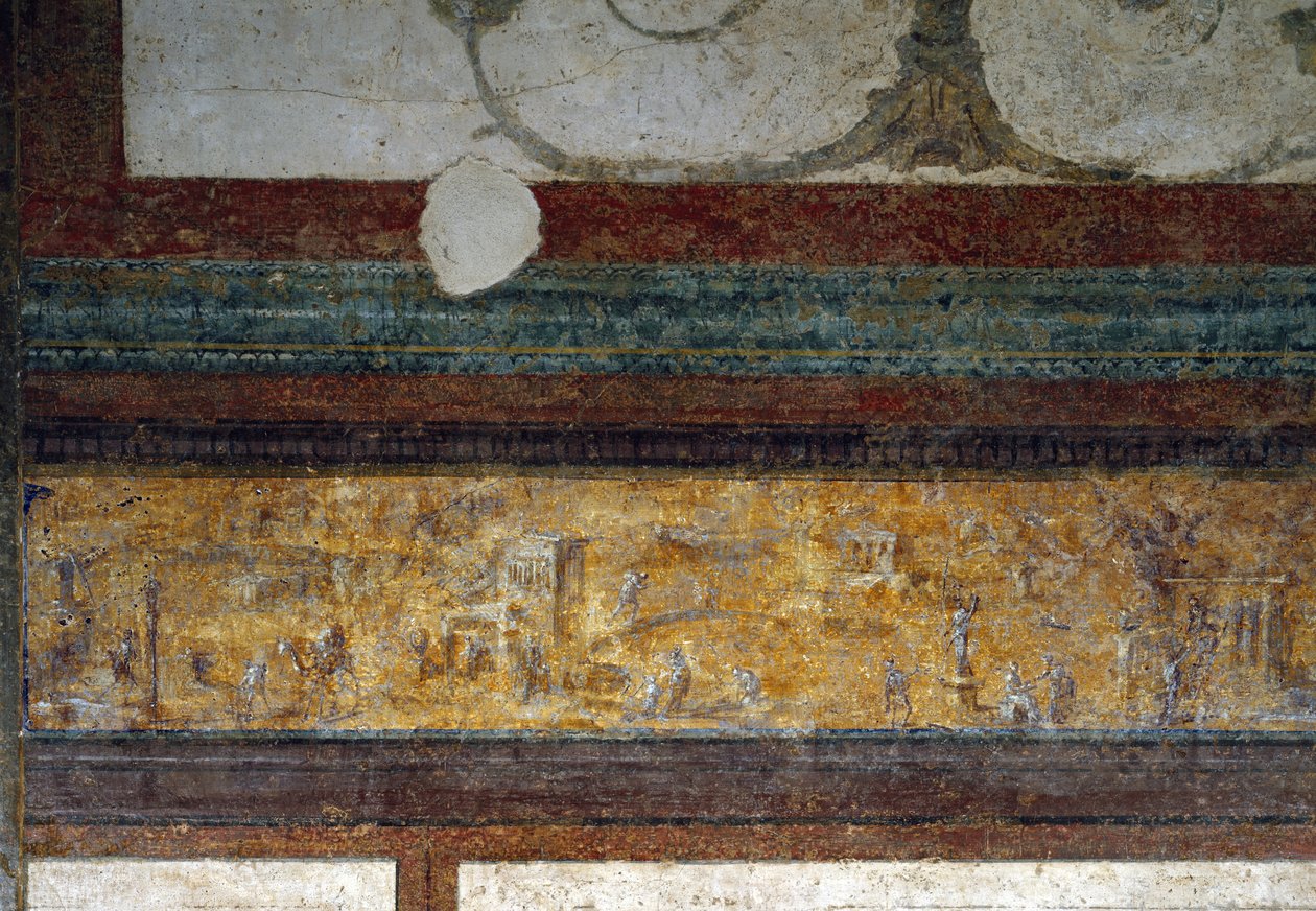 Detalje af en frise fra tablinum, 40-20 f.Kr. (fresko) af Roman