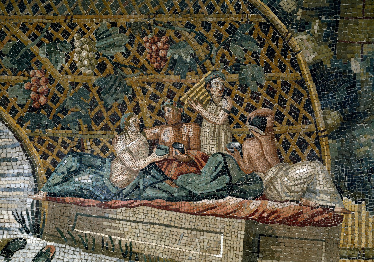 Detalje af den nilotiske mosaik af Preneste (Palestrina) fra helligdommen for guddom Fortune Primigenia, 80 f.Kr. af Roman