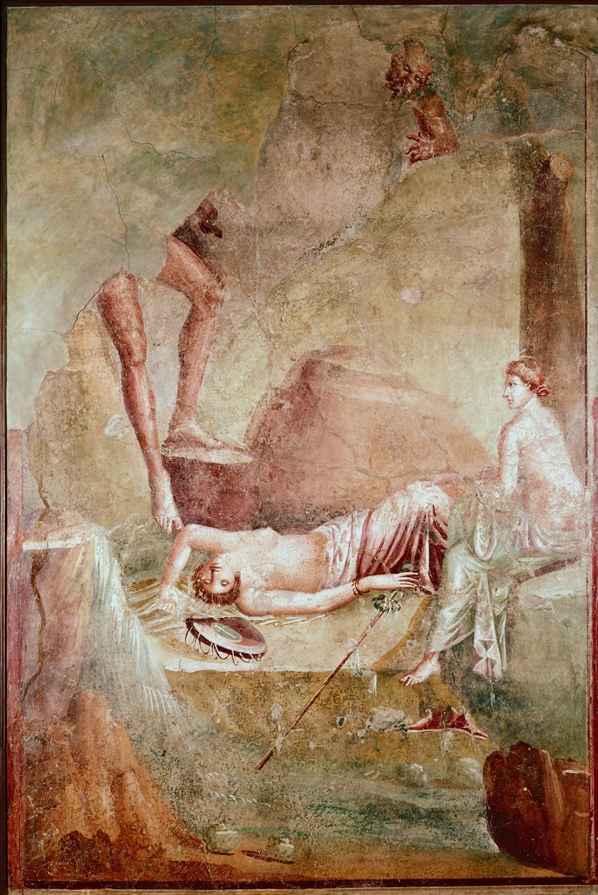 Beruset sovende maenad (fresco af Roman