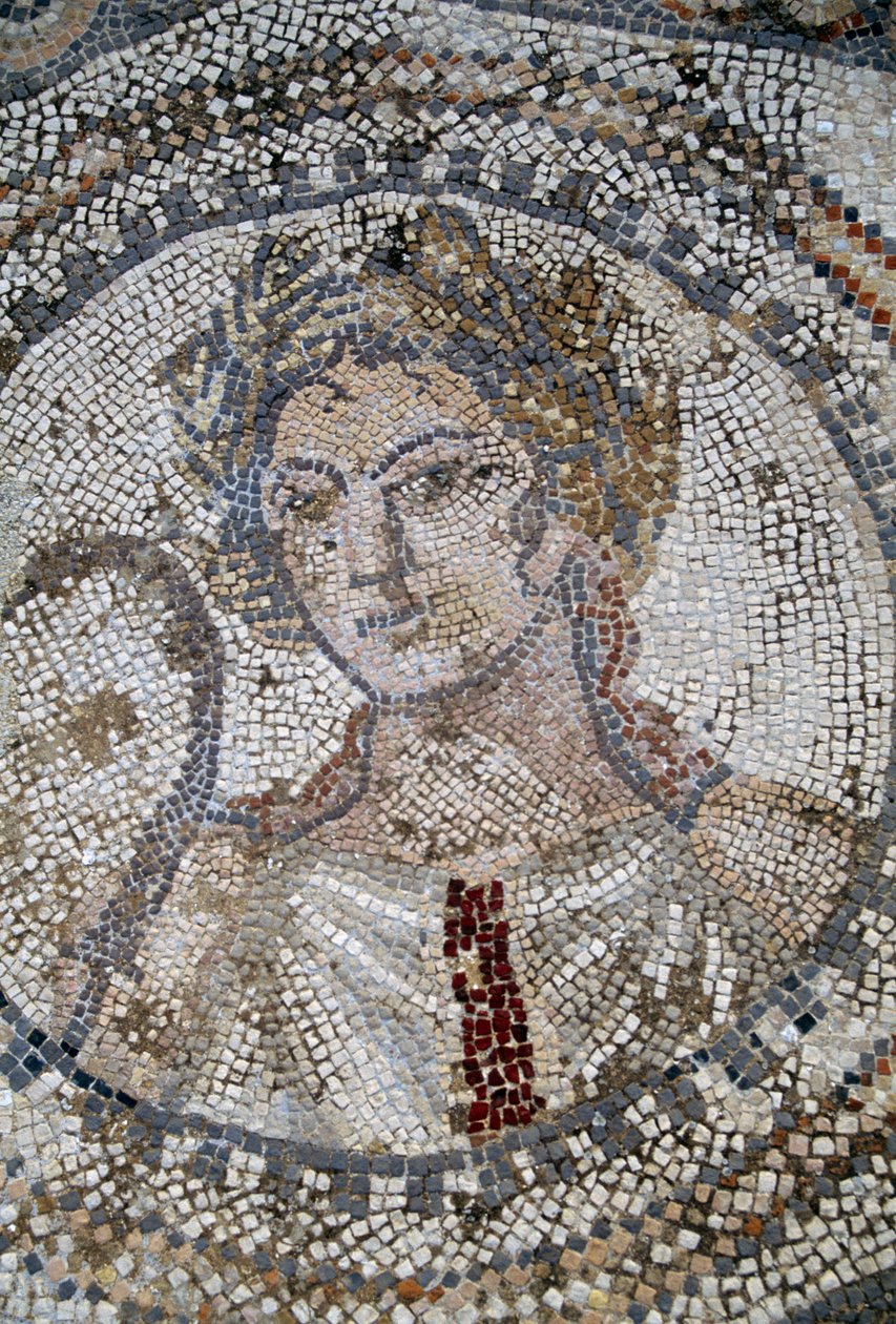 Kvindeansigt, mosaik i den romerske by Volubilis (UNESCOs verdensarvsliste af Roman