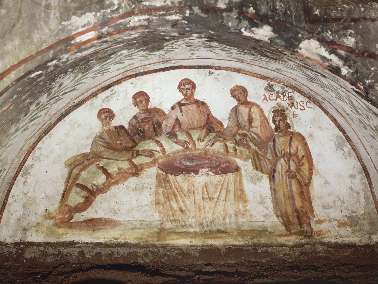 Fresko, der skildrer banketscene (fresko) af Roman