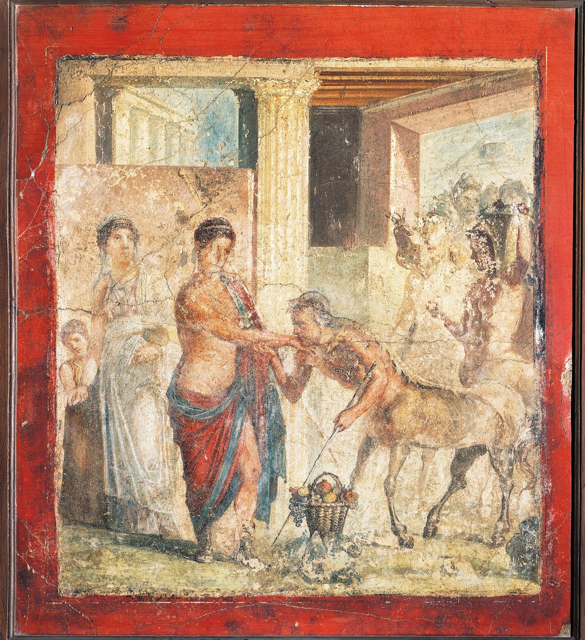 Fresco, der viser kentaur ved bryllup af Pirithous og Hippodamia fra Pompeji, Italien af Roman
