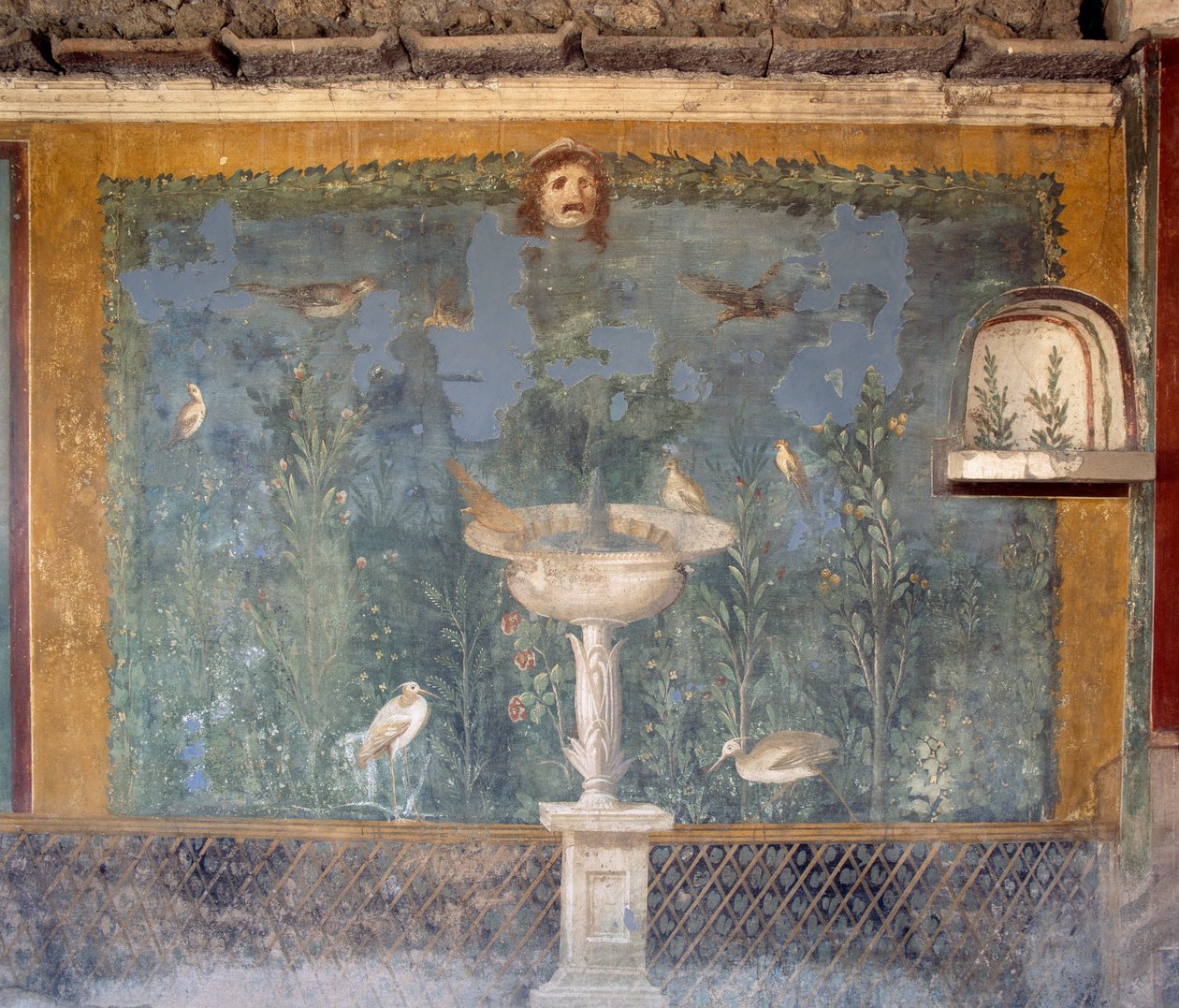 Fresko med springvand, maske og fugle, Venus