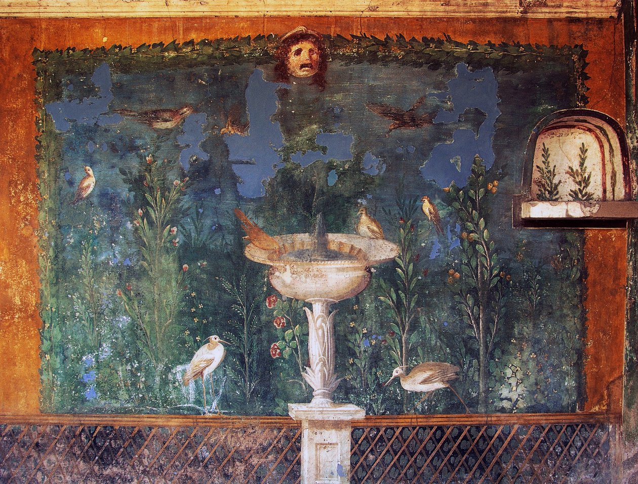 Fresko med springvand, maske og fugle, Venus