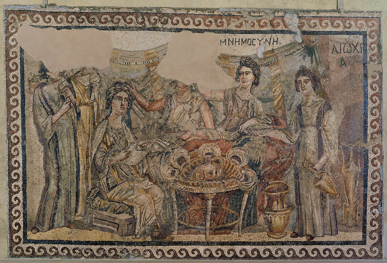Begravelsessymposium, fra nekropolis i Antiokia, slutningen af det 4. århundrede e.Kr. (mosaik) (se også 3929775) af Roman