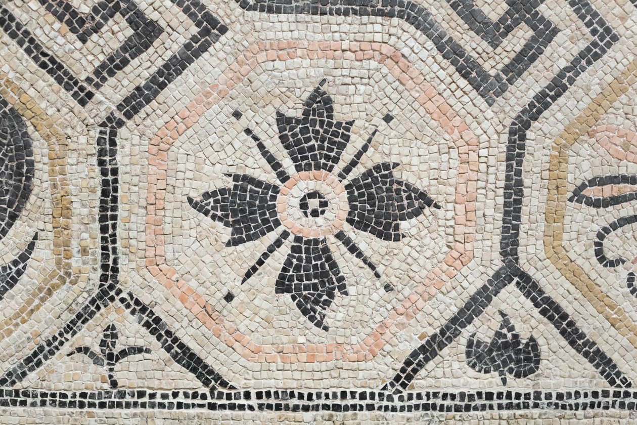 Geometrisk mønster fra Via san Rocchino domus, 2. århundrede e.Kr (mosaik) af Roman