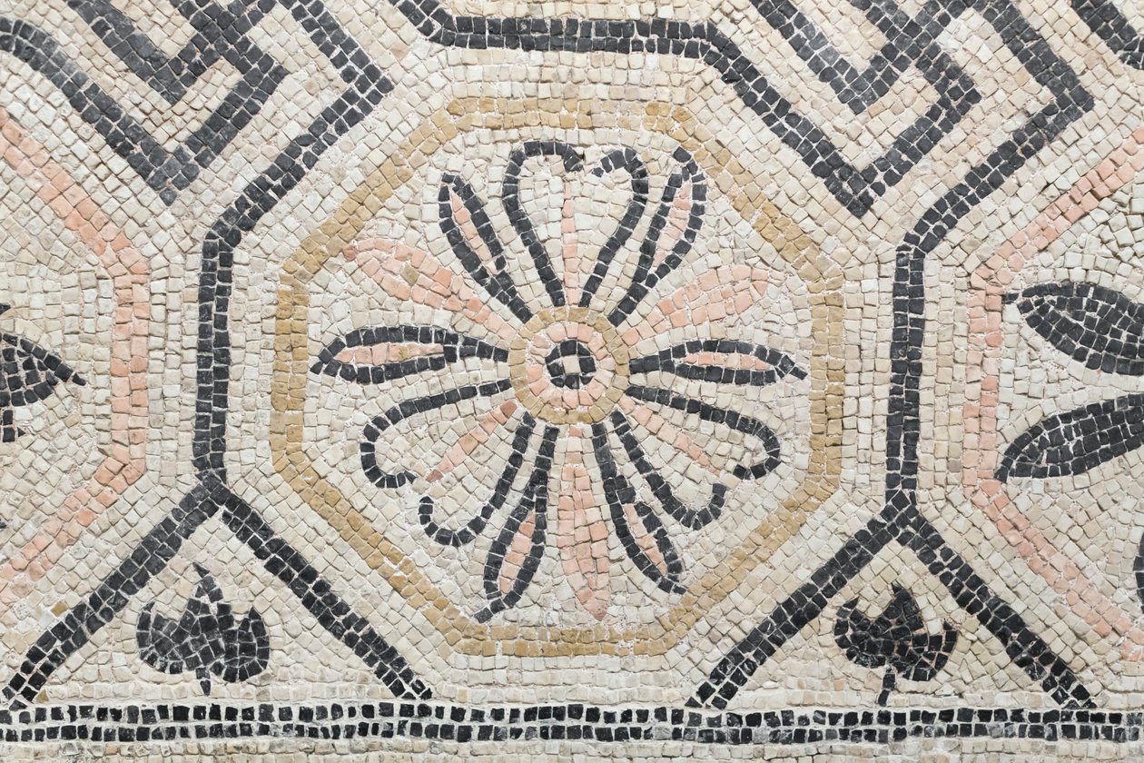 Geometrisk mønster fra Via san Rocchino domus, 2. århundrede e.Kr (mosaik) af Roman