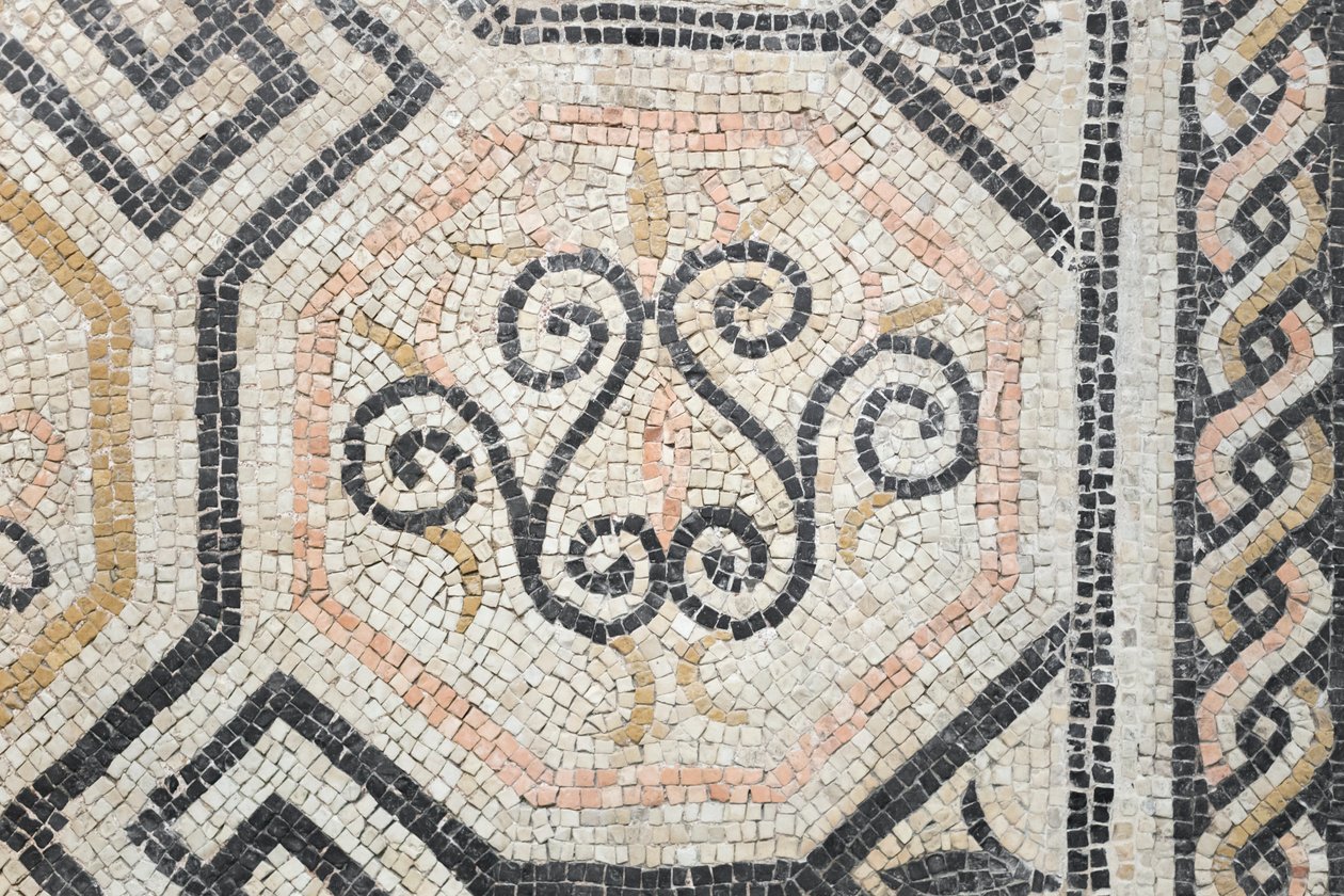 Geometrisk mønster fra Via san Rocchino domus, 2. århundrede e.Kr (mosaik) af Roman