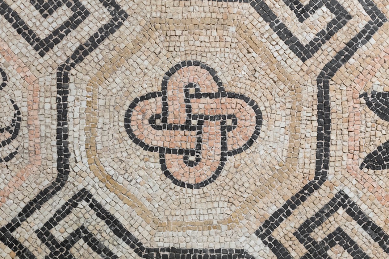 Geometrisk mønster fra Via san Rocchino domus, 2. århundrede e.Kr (mosaik) af Roman