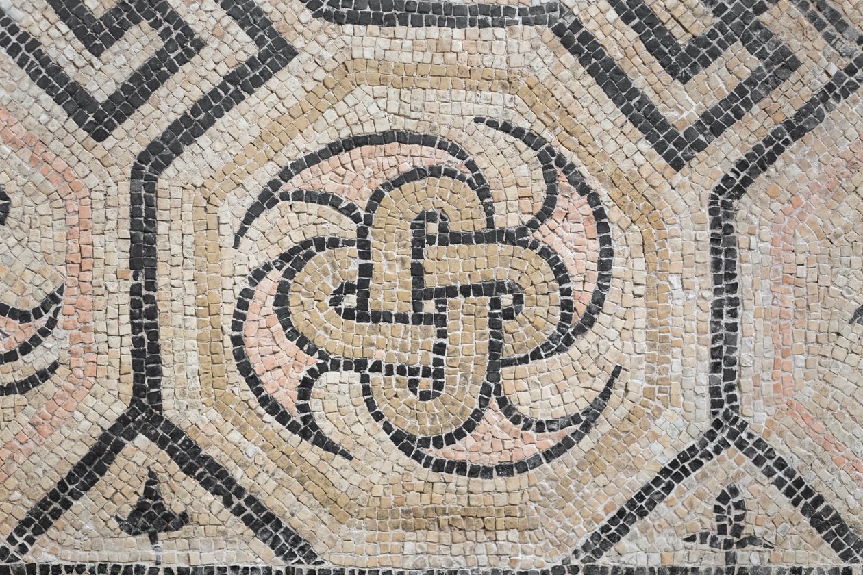Geometrisk mønster fra Via san Rocchino domus, 2. århundrede e.Kr (mosaik) af Roman