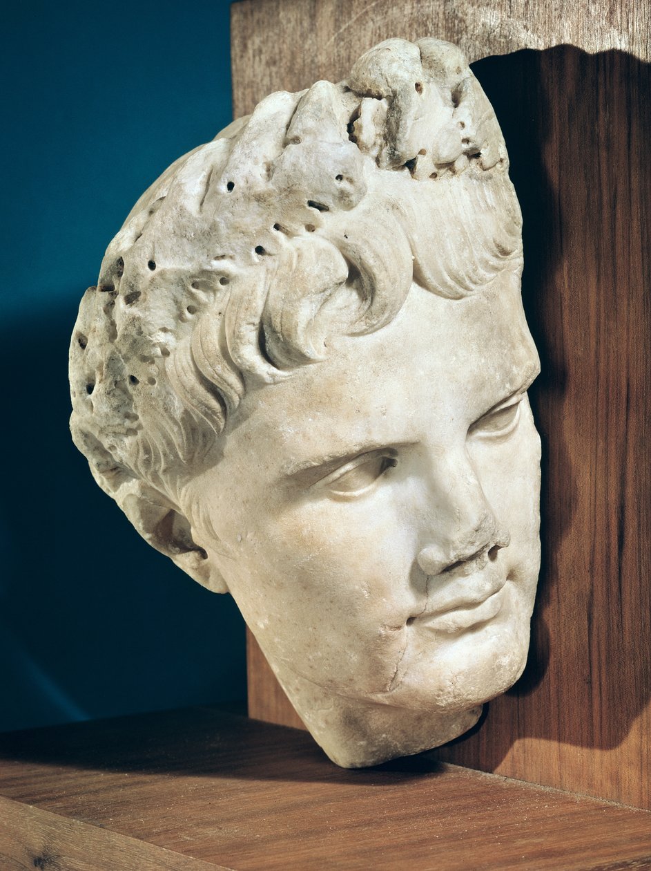 Hoved af kejser Augustus (63-14 f.Kr.) 27-17 f.Kr. (marmor) af Roman
